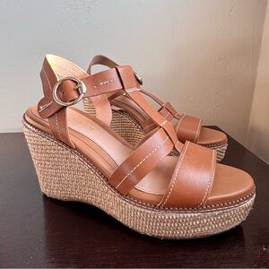 Cole Haan Cloud All Day Wedge Sandals in Honey Leather Espadrille